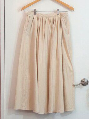 Zara Cotton Pleated A-Line Maxi Skirt